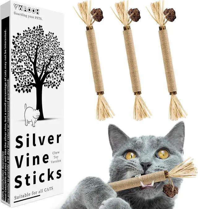 Main image of Natural Silvervine Sticks 3Pcs, Cat Chew Toys for Kitten Teething
