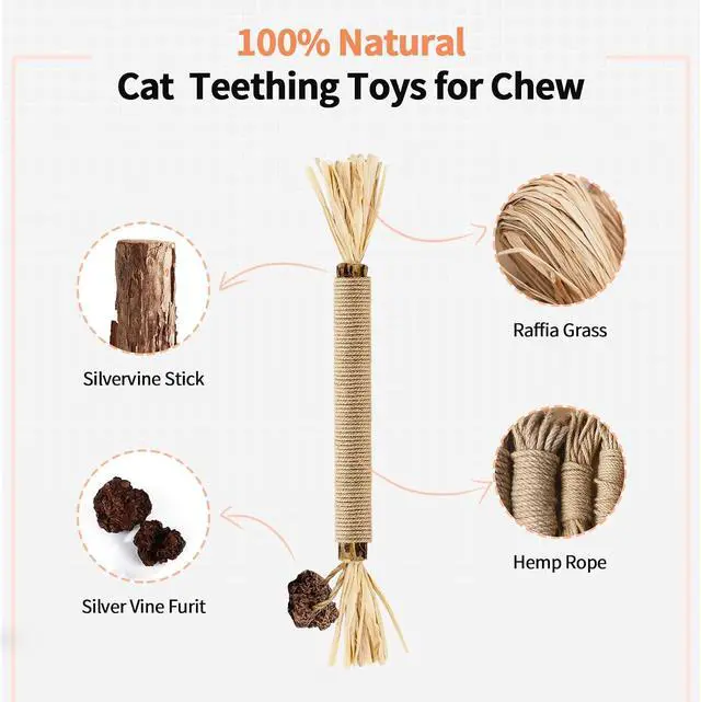 Alt view image 2 of 7 - Natural Silvervine Sticks 3Pcs, Cat Chew Toys for Kitten Teething