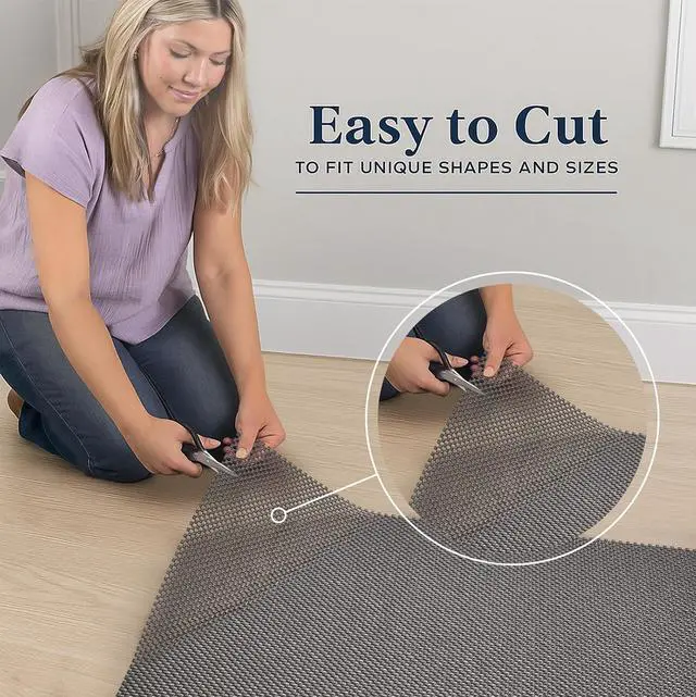 Alt view image 3 of 7 - Veken 2x3 Ft Rug Pad Gripper for Hardwood Floors, Non Slip Dark Grey Rug Pads for Area Rugs, Thick Rug Grippers for Tile Floors, Under Carpet Anti Skid Mat, Keep Your Rugs Safe and in Place