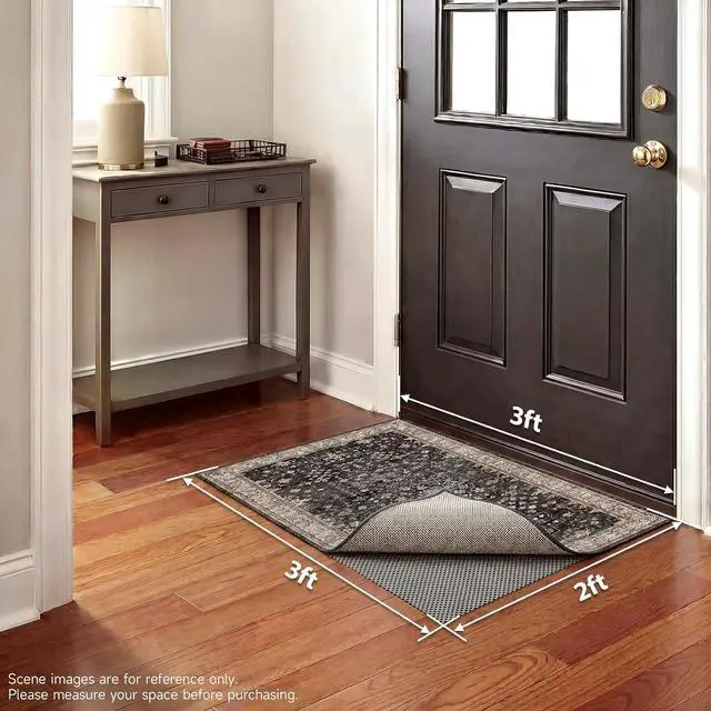 Alt view image 6 of 7 - Veken 2x3 Ft Rug Pad Gripper for Hardwood Floors, Non Slip Dark Grey Rug Pads for Area Rugs, Thick Rug Grippers for Tile Floors, Under Carpet Anti Skid Mat, Keep Your Rugs Safe and in Place