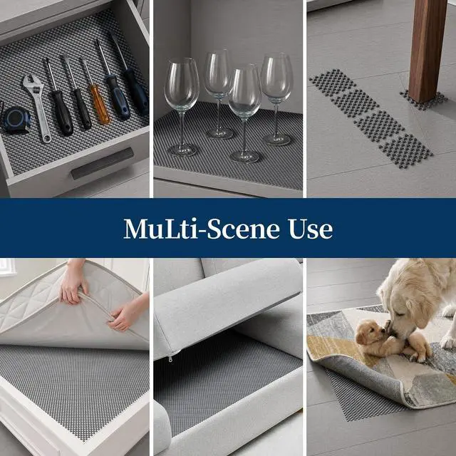 Alt view image 7 of 7 - Veken 2x3 Ft Rug Pad Gripper for Hardwood Floors, Non Slip Dark Grey Rug Pads for Area Rugs, Thick Rug Grippers for Tile Floors, Under Carpet Anti Skid Mat, Keep Your Rugs Safe and in Place
