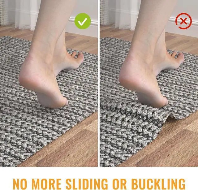 Alt view image 3 of 7 - Silicone Non Slip Rug Pad, Anti Skid Thick Area Rug Pad Gripper, Under Carpet Rug Mats for Hardwood Surface Floors, Keep Rugs in Place-2x3 Ft