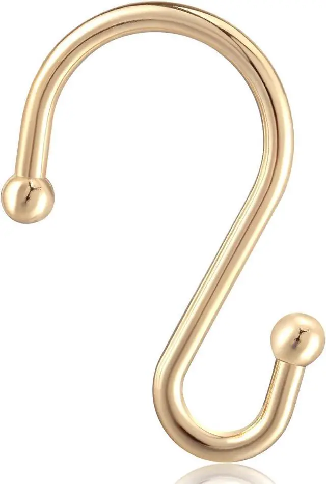 Alt view image 2 of 5 - Shower Curtain Hooks, Set of 12 Rust Proof S Shaped Decorative Shower Curtain Rings,Multi-Purpose Hangers S Hooks (Gold)