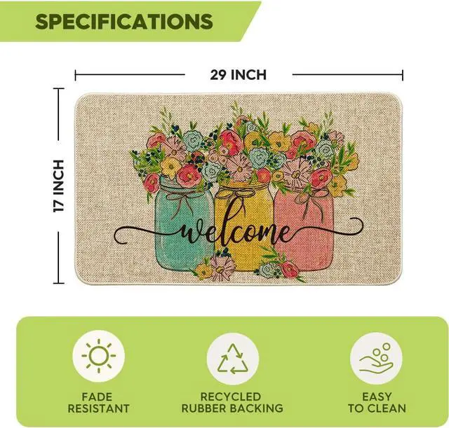 Alt view image 3 of 7 - Artoid Mode Vase Hello Spring Doormat, Seasonal Summer Low-Profile Yard Floor Switch Mat for Indoor Outdoor 17 x 29 Inch