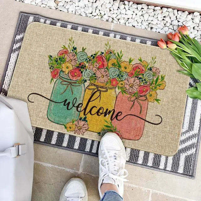 Alt view image 4 of 7 - Artoid Mode Vase Hello Spring Doormat, Seasonal Summer Low-Profile Yard Floor Switch Mat for Indoor Outdoor 17 x 29 Inch