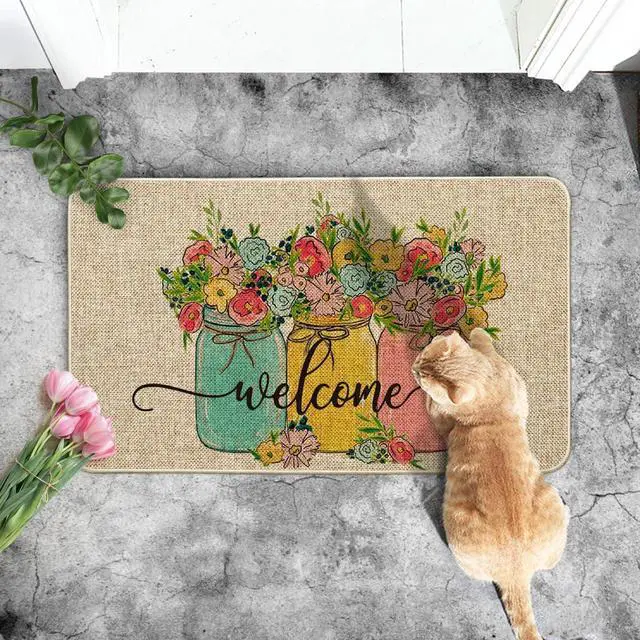 Alt view image 5 of 7 - Artoid Mode Vase Hello Spring Doormat, Seasonal Summer Low-Profile Yard Floor Switch Mat for Indoor Outdoor 17 x 29 Inch