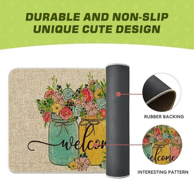 Alt view image 6 of 7 - Artoid Mode Vase Hello Spring Doormat, Seasonal Summer Low-Profile Yard Floor Switch Mat for Indoor Outdoor 17 x 29 Inch