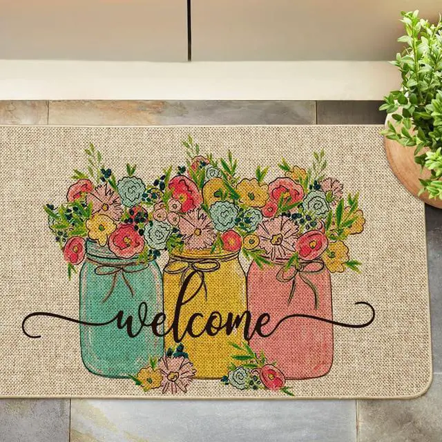 Alt view image 7 of 7 - Artoid Mode Vase Hello Spring Doormat, Seasonal Summer Low-Profile Yard Floor Switch Mat for Indoor Outdoor 17 x 29 Inch