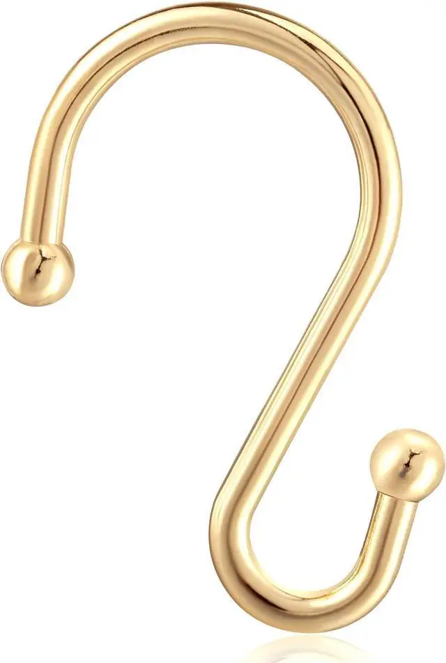 Alt view image 2 of 7 - Gold Shower Curtain Rings Hooks, Set of 12 CHICTIE Decorative Shower Curtain Hooks, Premium Metal Rust Resistant S Shaped Hooks Hangers for Bathroom Curtains,Clothing, Towels, etc