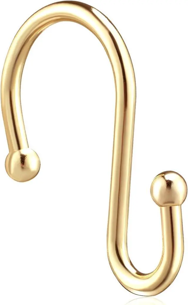 Alt view image 3 of 7 - Gold Shower Curtain Rings Hooks, Set of 12 CHICTIE Decorative Shower Curtain Hooks, Premium Metal Rust Resistant S Shaped Hooks Hangers for Bathroom Curtains,Clothing, Towels, etc