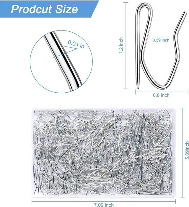Alt view image 2 of 7 - Sopito 200Pcs Curtain Hooks for Door Window Shower Curtain, Silver White