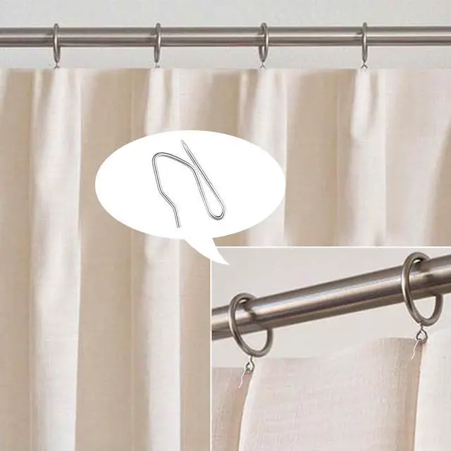 Alt view image 7 of 7 - Sopito 200Pcs Curtain Hooks for Door Window Shower Curtain, Silver White