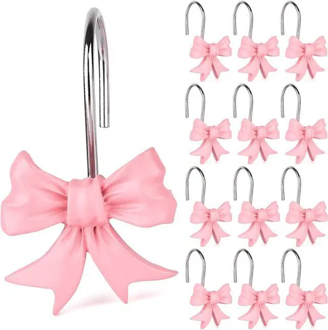 Main image of 12 pcs Bow Knot Shower Curtain Hooks,Home Decorative Shower Curtain Rings