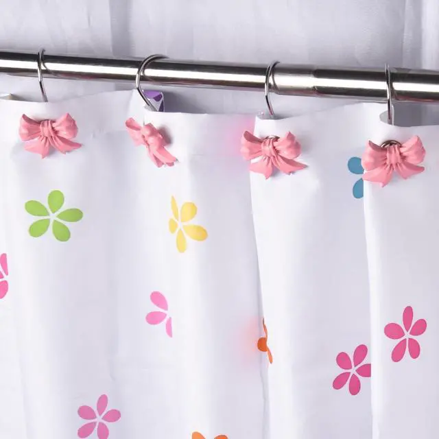 Alt view image 2 of 6 - 12 pcs Bow Knot Shower Curtain Hooks,Home Decorative Shower Curtain Rings