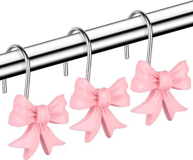 Alt view image 5 of 6 - 12 pcs Bow Knot Shower Curtain Hooks,Home Decorative Shower Curtain Rings