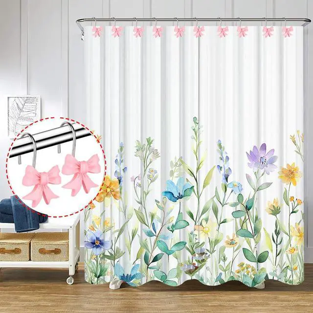 Alt view image 4 of 6 - 12 pcs Bow Knot Shower Curtain Hooks,Home Decorative Shower Curtain Rings
