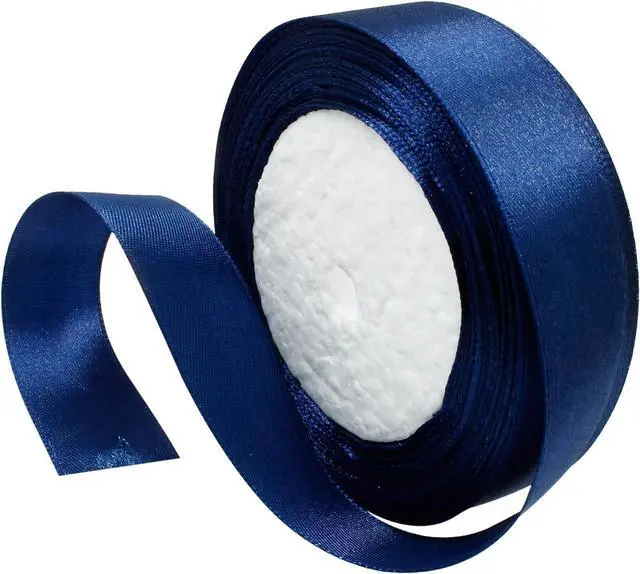 Alt view image 5 of 5 - Navy Blue Satin Ribbon - 1 Inch x 25 Yards, Wedding Bouquet Ribbon, Silk & Polyester Shiny Fabric for Hair, Gift Wrapping, Flower Bouquet, Crafts, Sewing