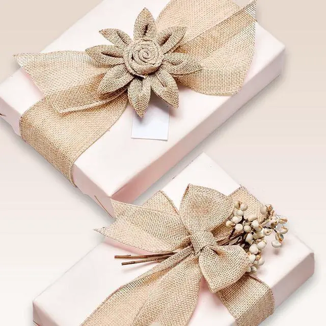Alt view image 4 of 7 - Burlap Ribbon 1/2 inch X 10 Yard Natural Linen Wired Ribbon