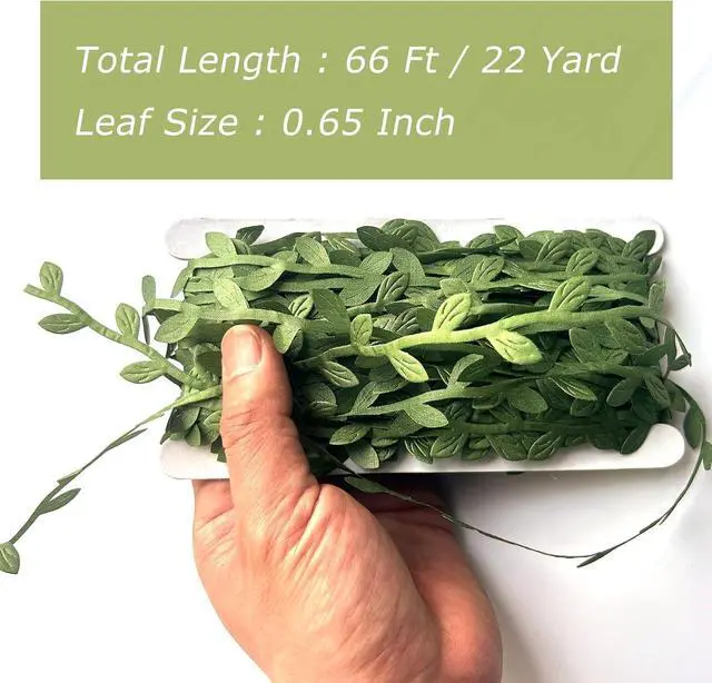 Alt view image 3 of 5 - 66 Ft Artificial Vines,Green Leaf Gift Wrapping Trim Ribbon,Eucalyptus Leaves Garland Wreath Accessory DIY Craft Party Wedding Home Decoration