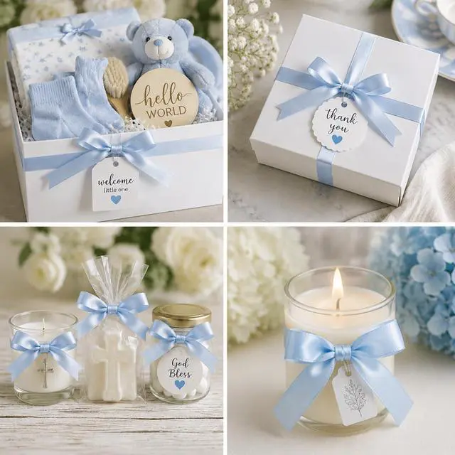 Alt view image 5 of 7 - Light Blue Satin Ribbon for Gift Wrapping, Fabric Baby Blue Silk Ribbon 3/8 Inch x 25 Yards for Baby Shower Party Decoration, Crafts, Hair Bows Making, Flower Bouquet