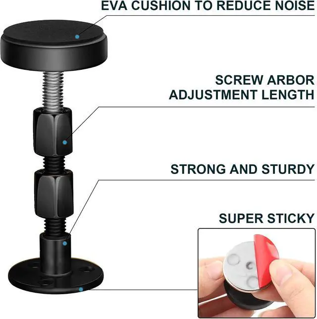 Alt view image 4 of 7 - 4PCS Black Adjustable Bed Frame Anti-Shake Tool , Headboard Stoppers with Free Furniture Pads and Screws, No More Creaking, Protect The Wall from Banging, Easy to Install (1.18"-3.54")