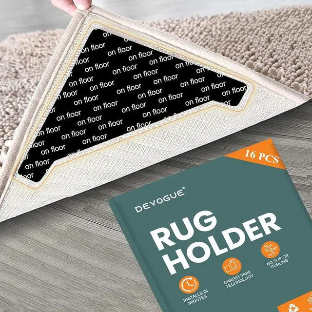 Main image of DEVOGUE® 16 PCS Anti-Slip Rug Pads Dual-Sided Washable & Reusable Rug Pads, Non-Slip Carpet Corner Holders to Prevent Curling Strong Adhesive Rug Tape for Hardwood, Tile & Laminate Floors