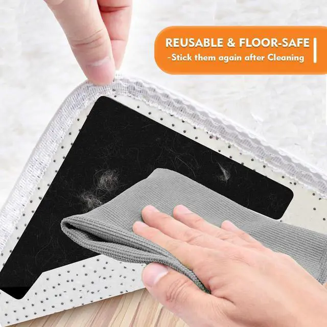 Alt view image 5 of 7 - DEVOGUE® 16 PCS Anti-Slip Rug Pads Dual-Sided Washable & Reusable Rug Pads, Non-Slip Carpet Corner Holders to Prevent Curling Strong Adhesive Rug Tape for Hardwood, Tile & Laminate Floors