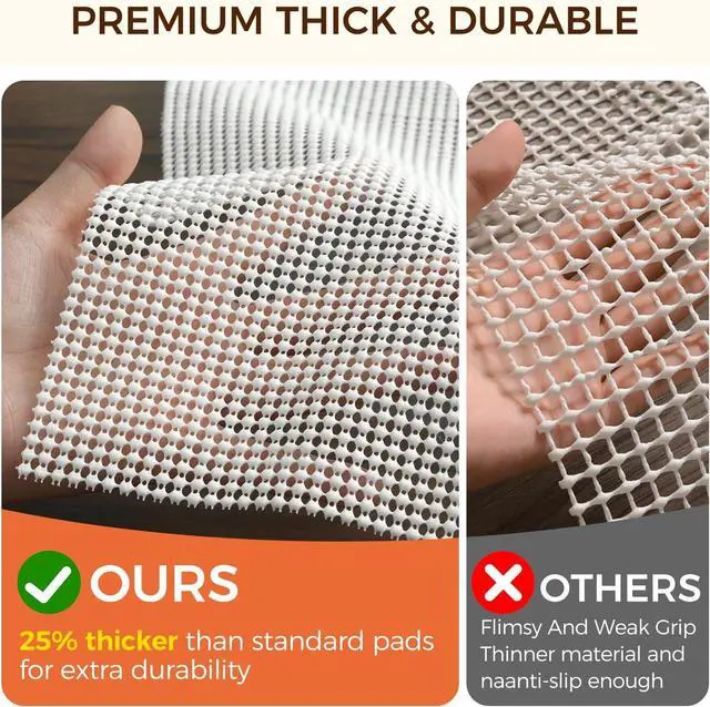 Alt view image 3 of 7 - BAGAIL BASICS 2 x 3 FT Rug Pad Gripper for Hardwood Floors, Non Slip Rug Pads for Area Rugs, Extra Thick Under Rug Padding, Protect Your Rugs & Floors
