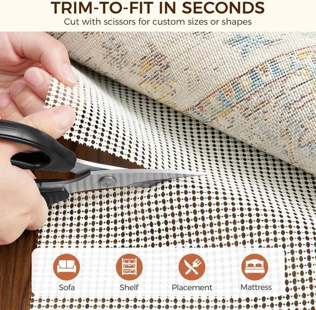 Alt view image 4 of 7 - BAGAIL BASICS 2 x 3 FT Rug Pad Gripper for Hardwood Floors, Non Slip Rug Pads for Area Rugs, Extra Thick Under Rug Padding, Protect Your Rugs & Floors