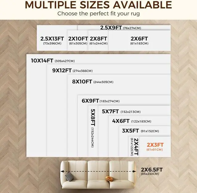 Alt view image 6 of 7 - BAGAIL BASICS 2 x 3 FT Rug Pad Gripper for Hardwood Floors, Non Slip Rug Pads for Area Rugs, Extra Thick Under Rug Padding, Protect Your Rugs & Floors