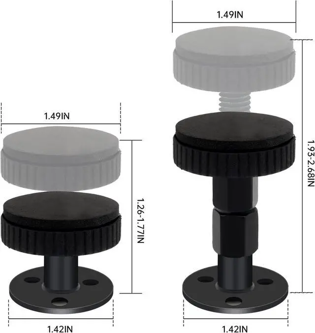 Alt view image 2 of 6 - IPEROT Headboard Stoppers for Wall, 4 Pack Bed Stoppers, 1.18in-2.76in Adjustable Bed Frame Anti-Shake Tool, Function as Bumpers Between The Wall and Couch, Bed Frames, and Headboards, No Creaking