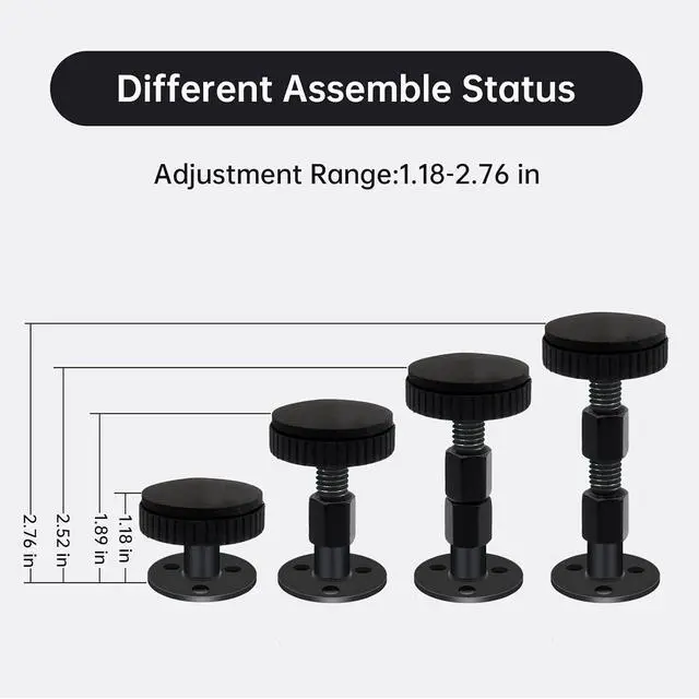 Alt view image 6 of 6 - IPEROT Headboard Stoppers for Wall, 4 Pack Bed Stoppers, 1.18in-2.76in Adjustable Bed Frame Anti-Shake Tool, Function as Bumpers Between The Wall and Couch, Bed Frames, and Headboards, No Creaking