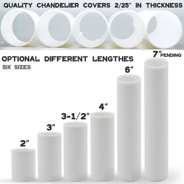 Alt view image 4 of 6 - 2 3 4 6 Inch White Plastic Candle Cover Sleeves,Chandelier Socket Sleeves,Candelabra Base E12 Socket Covers Set of 12 (3.5-Inch / 12-Pack)
