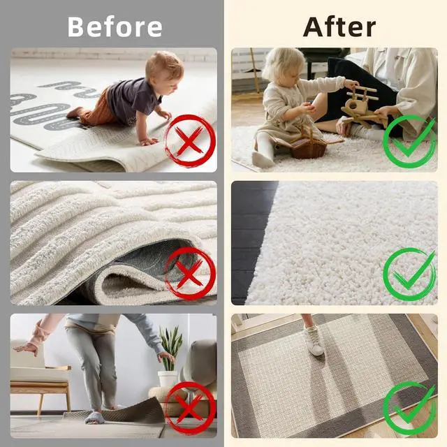 Alt view image 3 of 7 - Washable Reusable Non-Slip Rug Pads 16 PCS,Double Sided Anti-Skid Tape,Strong Adhesive Mat Holders,Grippers for Area Carpet,No Damage Removable for Hardwood Floors