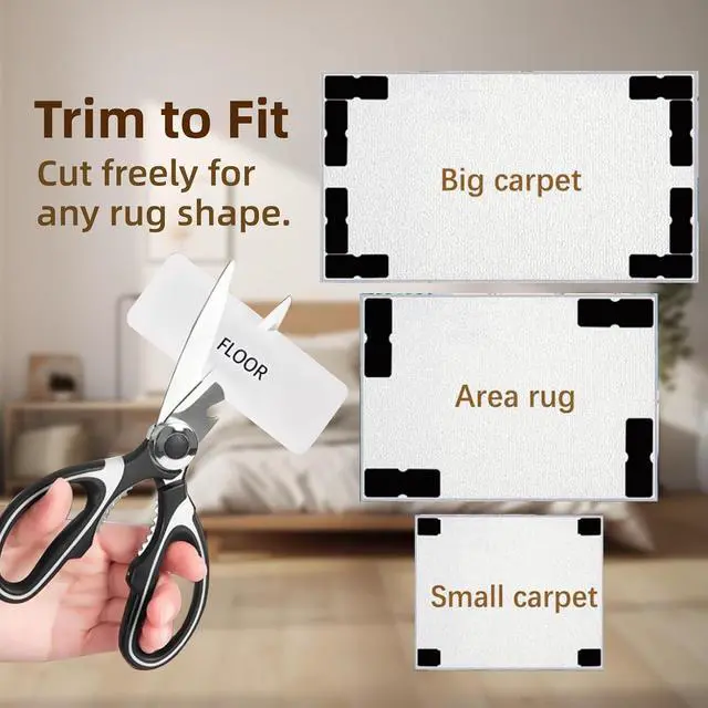 Alt view image 7 of 7 - Washable Reusable Non-Slip Rug Pads 16 PCS,Double Sided Anti-Skid Tape,Strong Adhesive Mat Holders,Grippers for Area Carpet,No Damage Removable for Hardwood Floors