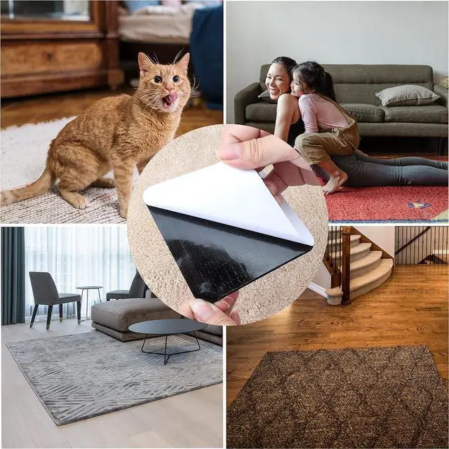 Alt view image 3 of 7 - 10pack Grippers for Rug, Non Slip Rug Pads Gripper for Hardwood Floors, Anti Slip Carpet Tape for Area Rugs, Anti Curling Rug Non Slip Tape to Keep Your Rug in Place