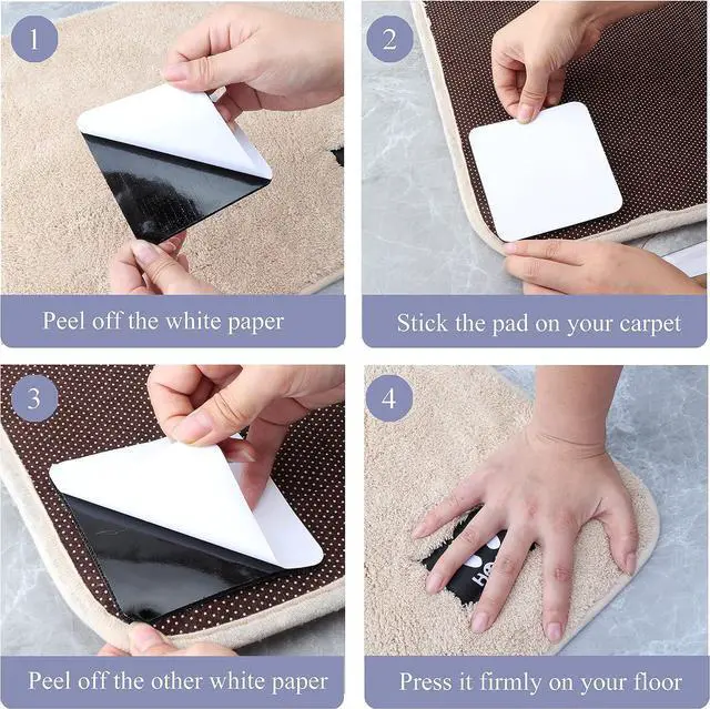 Alt view image 5 of 7 - 10pack Grippers for Rug, Non Slip Rug Pads Gripper for Hardwood Floors, Anti Slip Carpet Tape for Area Rugs, Anti Curling Rug Non Slip Tape to Keep Your Rug in Place
