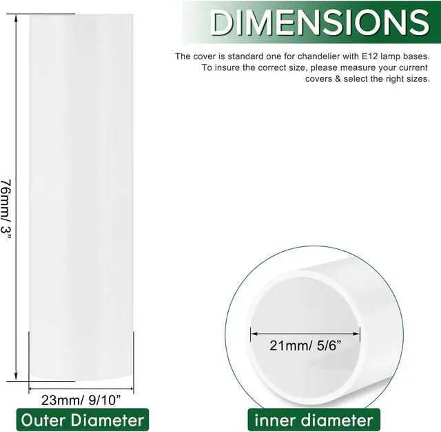 Alt view image 3 of 7 - 3 Inch Tall White Plastic Candle Covers Sleeves,Chandelier Socket Sleeves,Candelabra Base E12 Socket Covers Set of 6