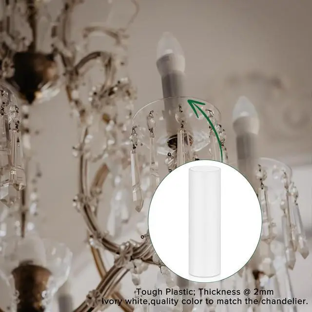 Alt view image 5 of 7 - 3 Inch Tall White Plastic Candle Covers Sleeves,Chandelier Socket Sleeves,Candelabra Base E12 Socket Covers Set of 6