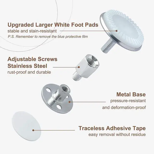 Alt view image 4 of 7 - FASIUCHOI 4PCS Upgraded Headboard Stoppers for Wall, Adjustable Bed Noise Stopper with Wall Protection, Bed Stoppers for Headboard for Bed Frame, Sofa, Cabinet, Easy to Install (1.3in-3.4in)