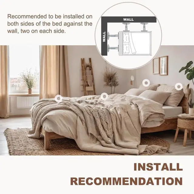 Alt view image 6 of 7 - FASIUCHOI 4PCS Upgraded Headboard Stoppers for Wall, Adjustable Bed Noise Stopper with Wall Protection, Bed Stoppers for Headboard for Bed Frame, Sofa, Cabinet, Easy to Install (1.3in-3.4in)
