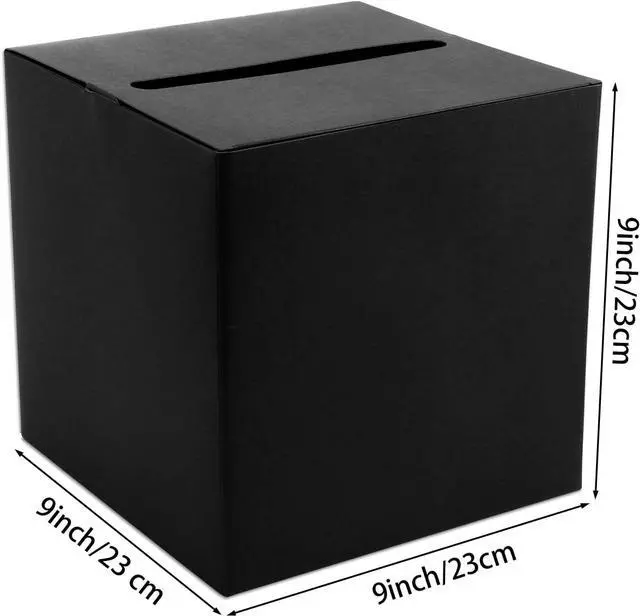 Alt view image 2 of 7 - Hooqict Black Card Box with Slot 9.1" Wedding Favor Gift Card Boxes for Reception, Parties, Birthday, Wedding Decorations, Retirement, Graduation Money Box Envelope Holder