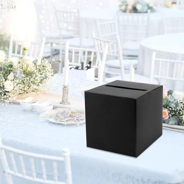 Alt view image 6 of 7 - Hooqict Black Card Box with Slot 9.1" Wedding Favor Gift Card Boxes for Reception, Parties, Birthday, Wedding Decorations, Retirement, Graduation Money Box Envelope Holder