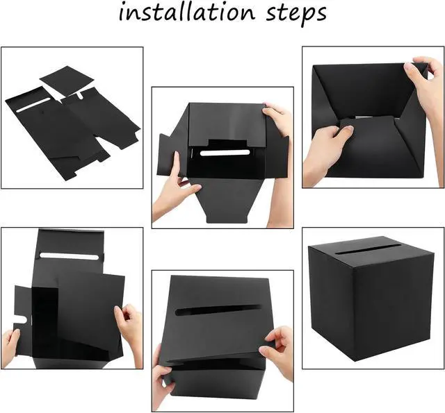 Alt view image 7 of 7 - Hooqict Black Card Box with Slot 9.1" Wedding Favor Gift Card Boxes for Reception, Parties, Birthday, Wedding Decorations, Retirement, Graduation Money Box Envelope Holder