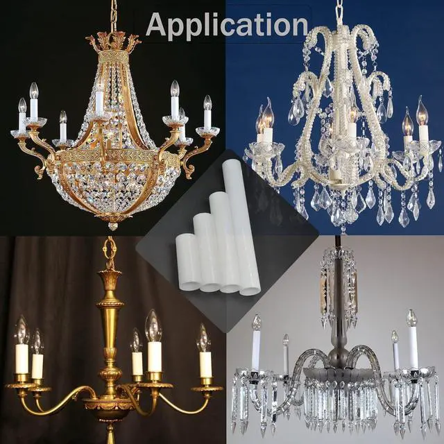 Alt view image 6 of 6 - 2 3 4 6 Inch White Plastic Candle Cover Sleeves,Chandelier Socket Sleeves,Candelabra Base E12 Socket Covers Set of 12 (3.5-Inch / 12-Pack)