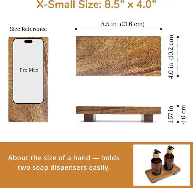 Alt view image 3 of 7 - X-Small 8.5" Acacia Wood Riser Pedestal Stand for Kitchen Counter