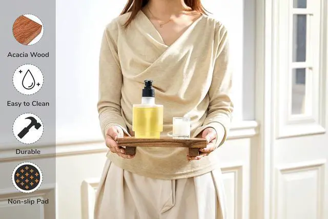Alt view image 5 of 7 - X-Small 8.5" Acacia Wood Riser Pedestal Stand for Kitchen Counter