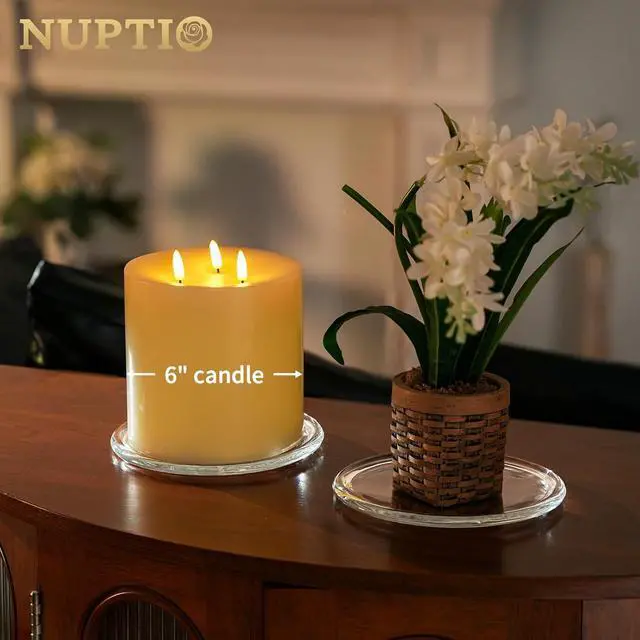 Alt view image 2 of 6 - NUPTIO Glass Candle Plate, 7 Inch, for Pillar Candles