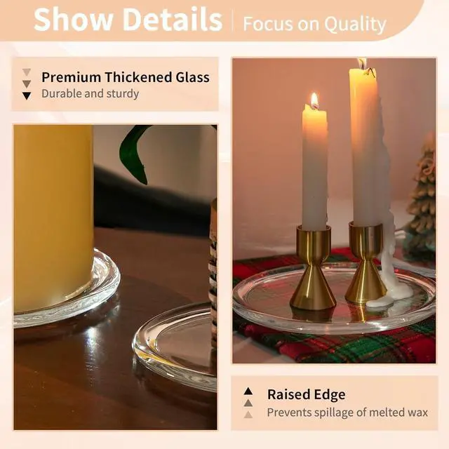 Alt view image 4 of 6 - NUPTIO Glass Candle Plate, 7 Inch, for Pillar Candles