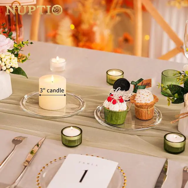 Alt view image 3 of 6 - NUPTIO Glass Candle Plate, 7 Inch, for Pillar Candles